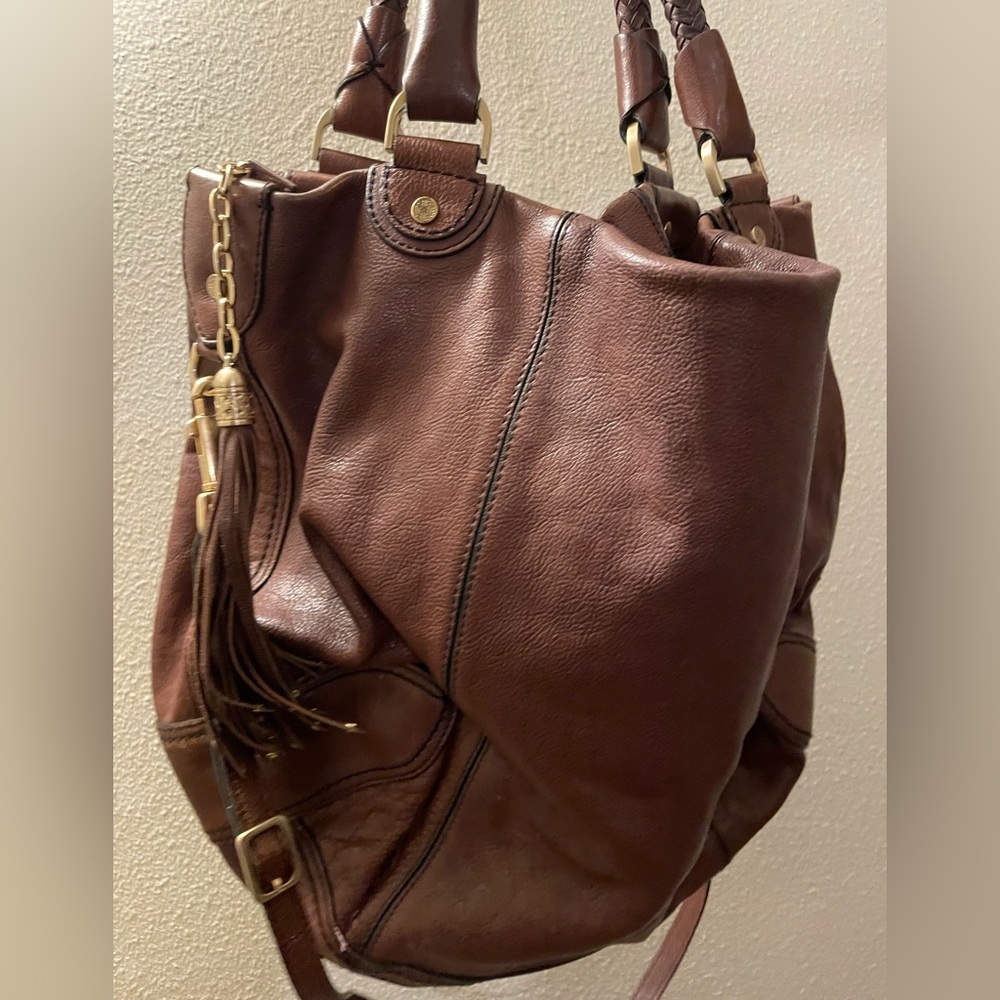 Brown Cole Haan Tote with tassel